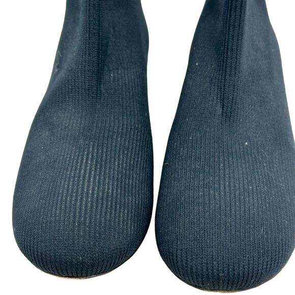 Vince Tasha Knit Stretch Boot Round Chunky Heel Pull on - Picture 3 of 12